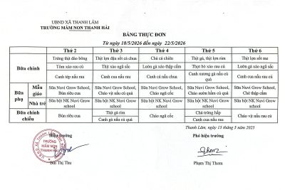 Thực đơn tuần 3 tháng 5 năm 2026 của trẻ